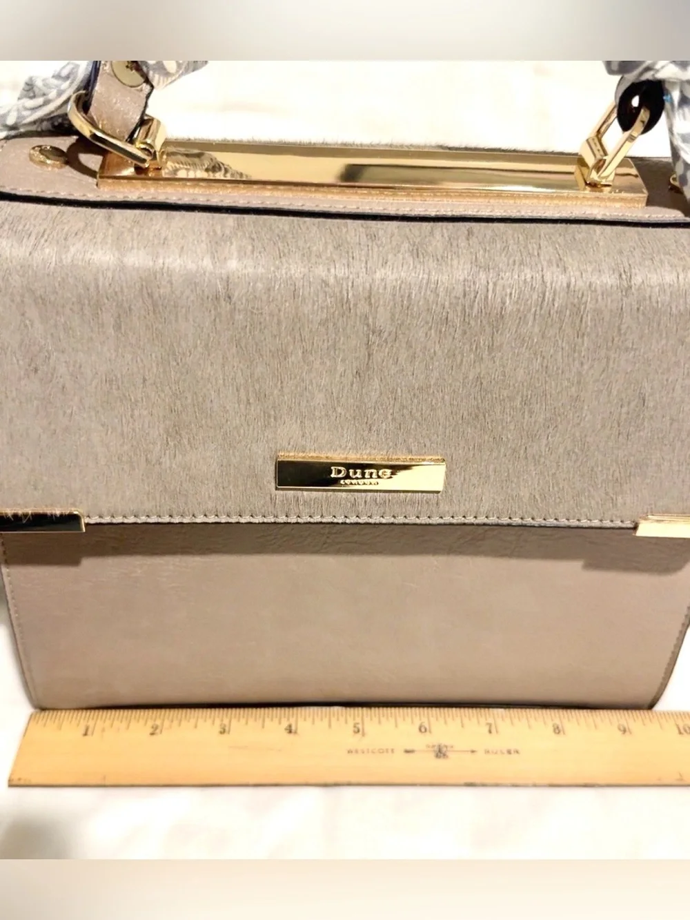Dune London Taupe Gray Structured Satchel Crossbody Bag + Twilly
